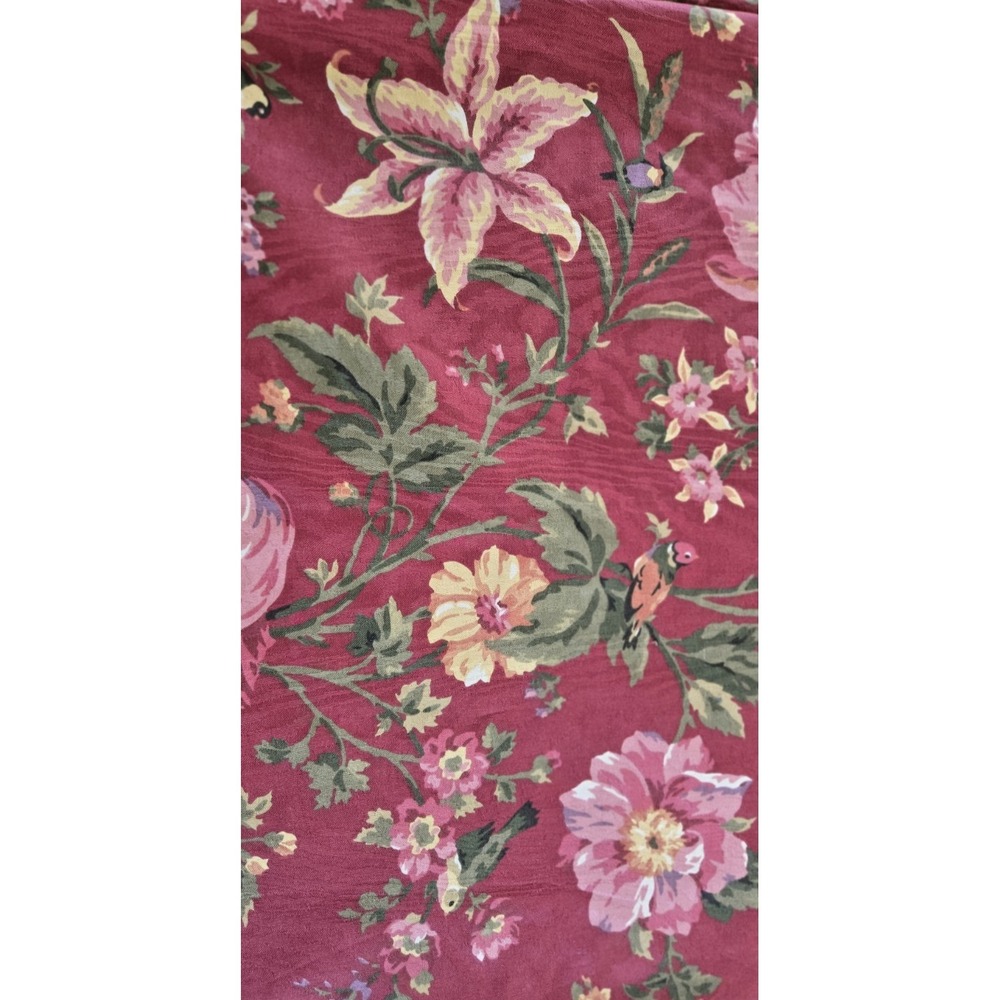 Robert Kaufman Bird Floral Ivy Red Cotton Fabric Cottage Classic 130x56 Material